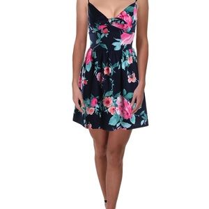 AQUA Dress Skater Mini Spaghetti Navy Spandex Sz M